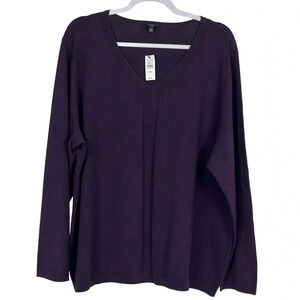 Talbots New Women’s 3XP‎ V-Neck Long Sleeve Pullover Purple Sweater